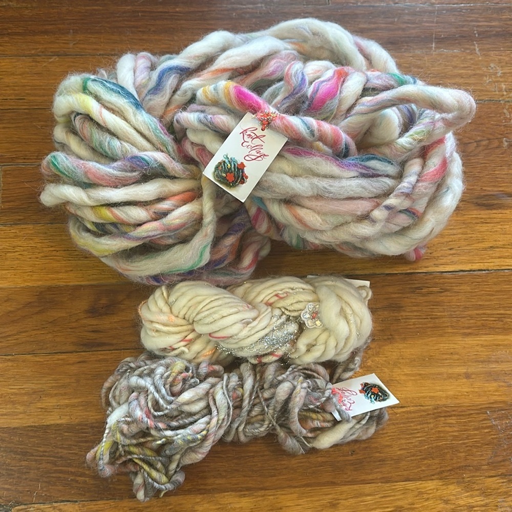 Knit collage wanderust yarn skein + 2 mini skeins